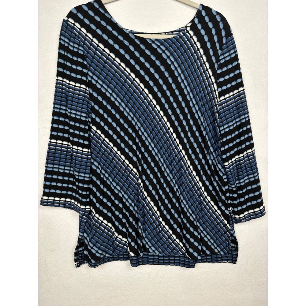 Habitat Geometric Top Womens M 10 Rayon Blend Stretch 3/4 Sleeve